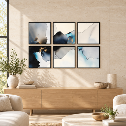 Abstract Background Of Marbleinspired (6Panel) Wall Art — square premium interior mockup, complete full frame visible with safe margin