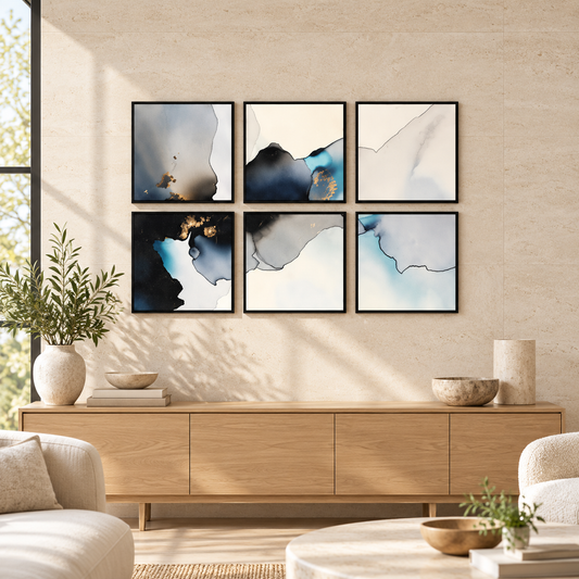 Abstract Background Of Marbleinspired (6Panel) Wall Art — square premium interior mockup, complete full frame visible with safe margin