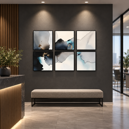 Abstract Background Of Marbleinspired (6Panel) Wall Art — square premium interior mockup, complete full frame visible with safe margin