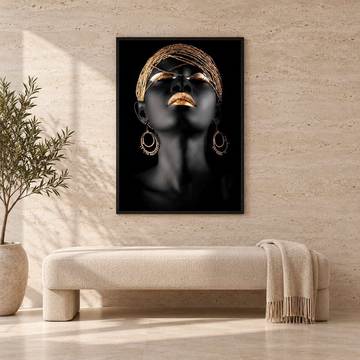 African Gold Woman — square premium interior mockup, complete full frame visible with safe margin
