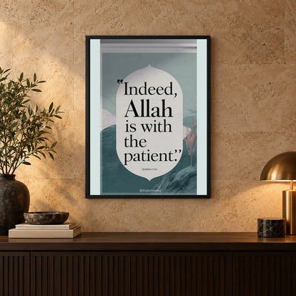 Allah With You Always: Be Patient, Be Strong! — square premium interior mockup, complete full frame visible with safe margin