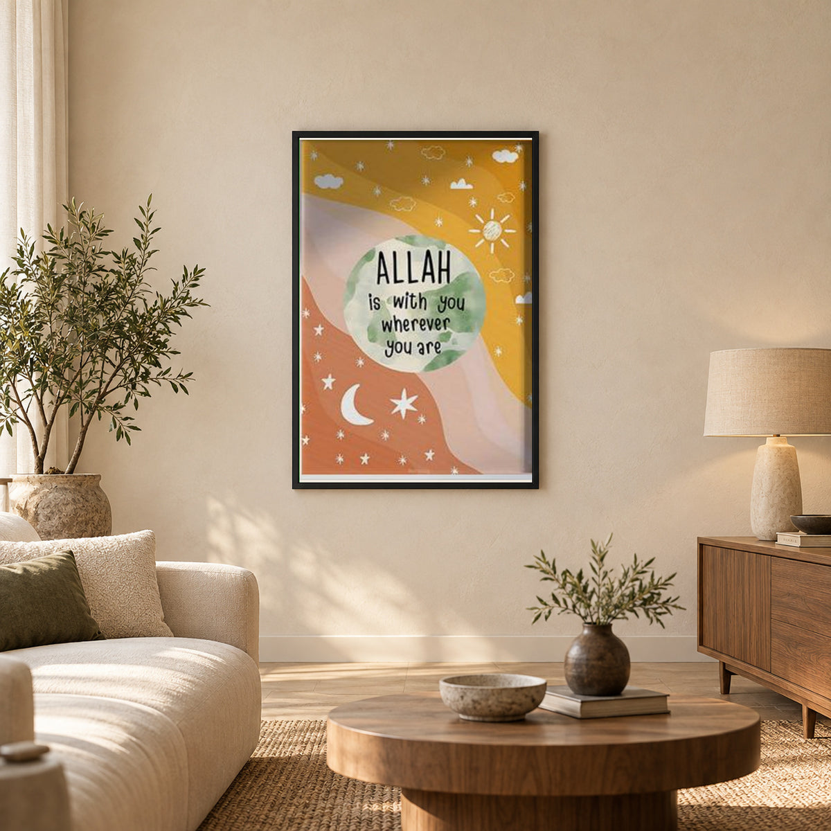 Allah's Presence: In Every Place — square premium interior mockup, complete full frame visible with safe margin