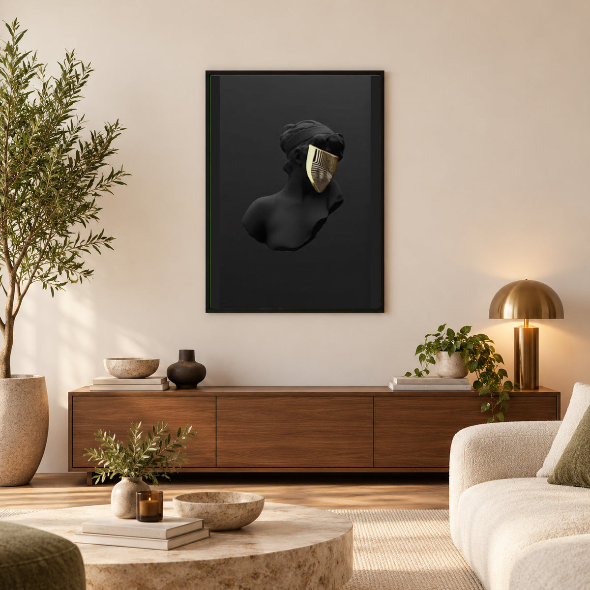 ALL BLACK BUT GOLD — square premium interior mockup, complete full frame visible with safe margin