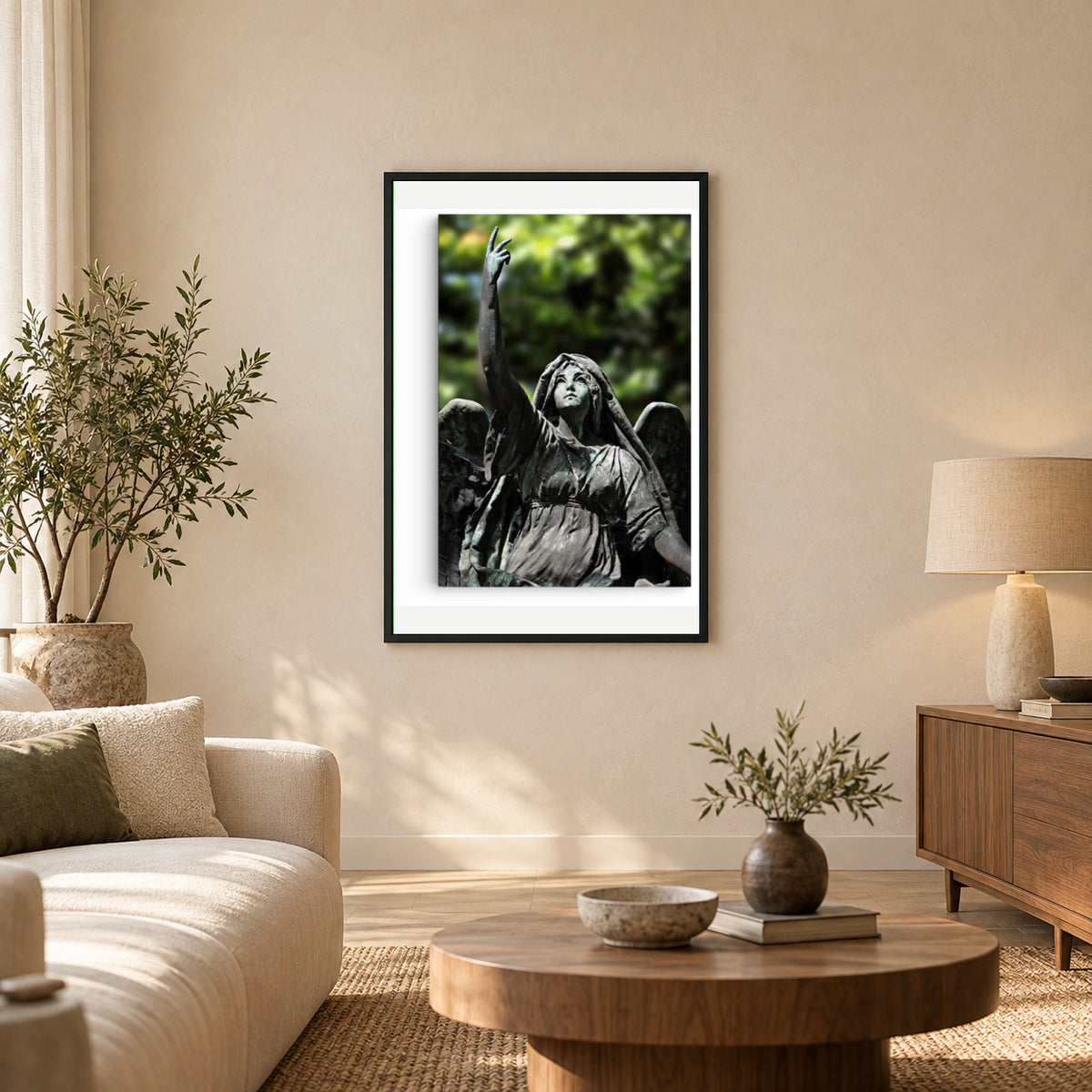 Angel Statue — square premium interior mockup, complete full frame visible with safe margin
