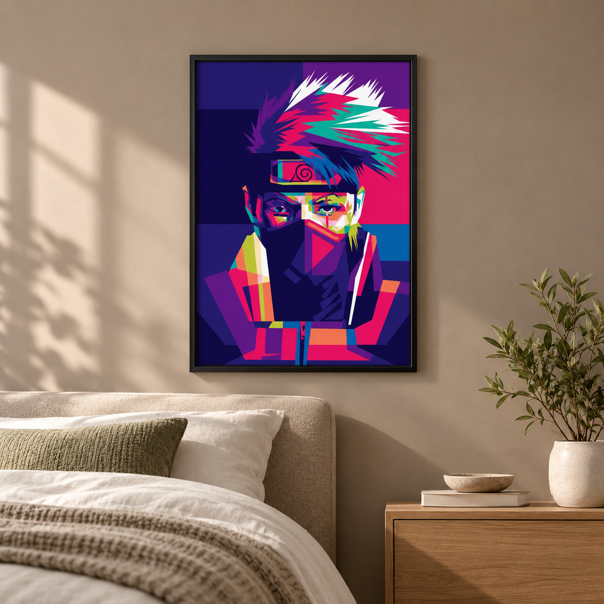 Anime Naruto — square premium interior mockup, complete full frame visible with safe margin