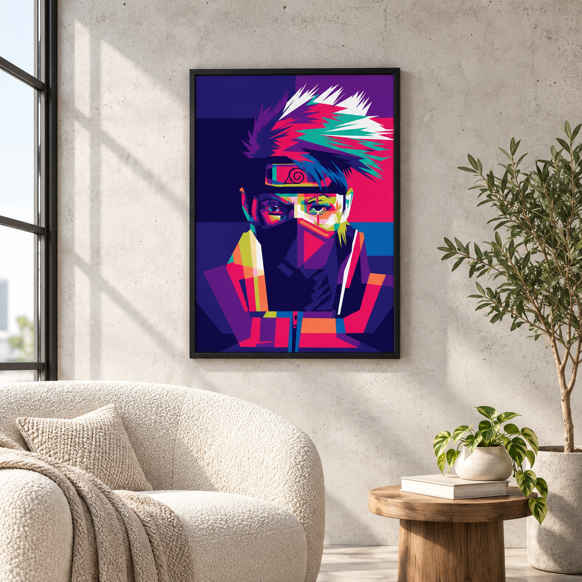 Anime Naruto — square premium interior mockup, complete full frame visible with safe margin