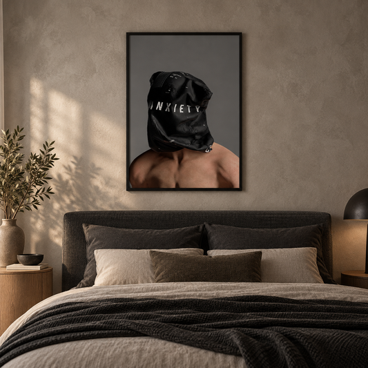 Anxiety — square premium interior mockup, complete full frame visible with safe margin