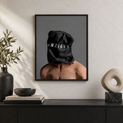Anxiety — square premium interior mockup, complete full frame visible with safe margin