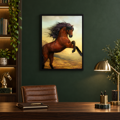 Arabian Horse Canvas Frame | Wall Art — square premium interior mockup, complete full frame visible with safe margin