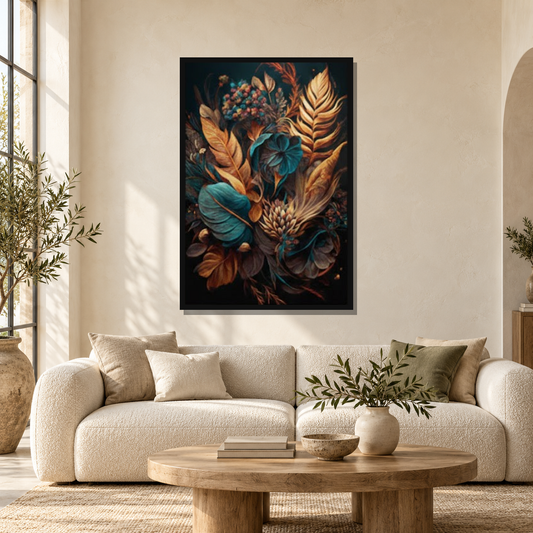 Autumn Leaves | Premium Canvas | Wall Art — square premium interior mockup, complete full frame visible with safe margin