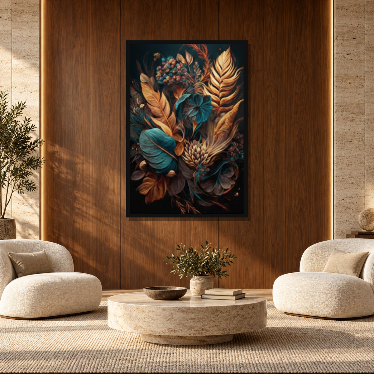 Autumn Leaves | Premium Canvas | Wall Art — square premium interior mockup, complete full frame visible with safe margin