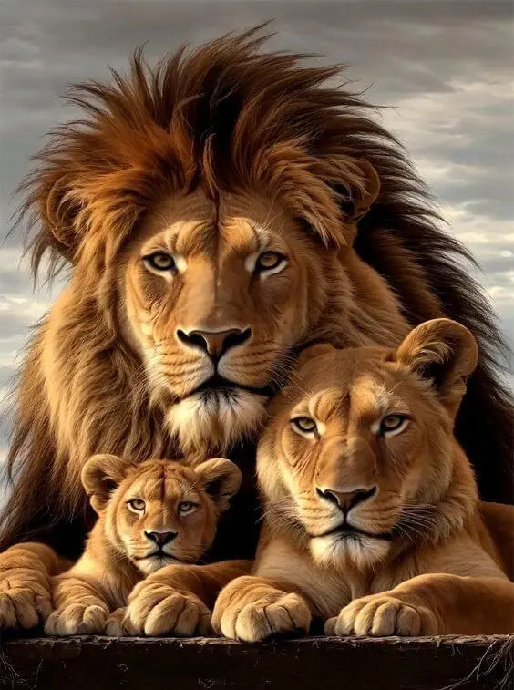 Vintage Lion (4 Panel) Wall Art