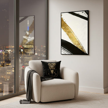 Black And Gold Harsh Slashing Abstract | Wall Art