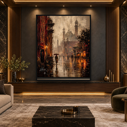 Badshahi Mosque Reflections After Rain — square premium interior mockup, complete full frame visible with safe margin