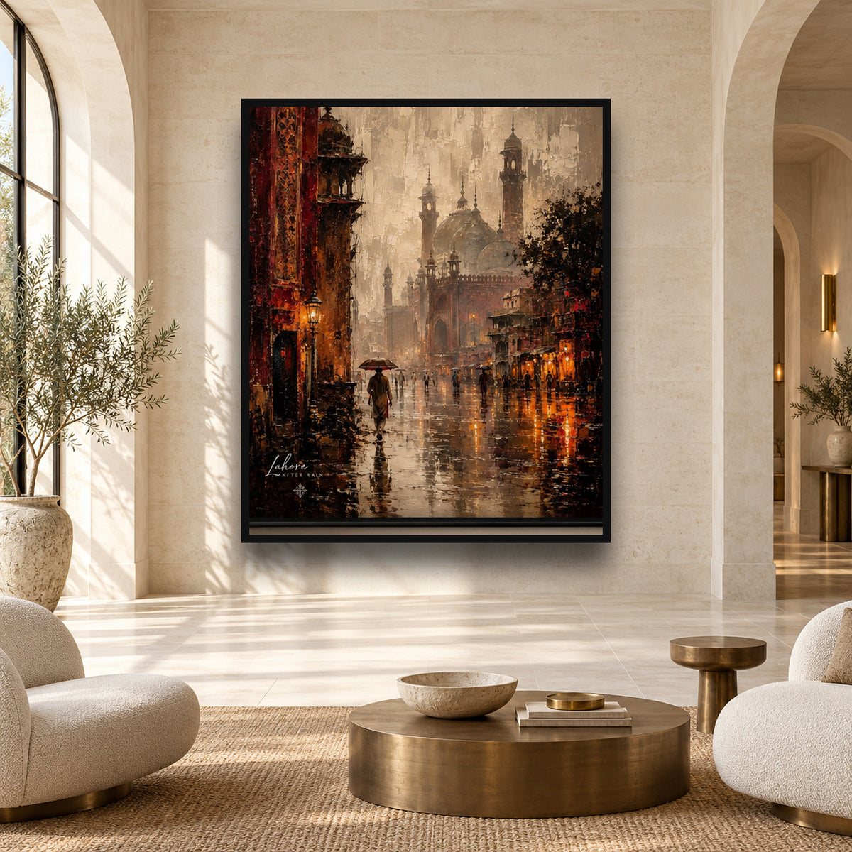 Badshahi Mosque Reflections After Rain — square premium interior mockup, complete full frame visible with safe margin