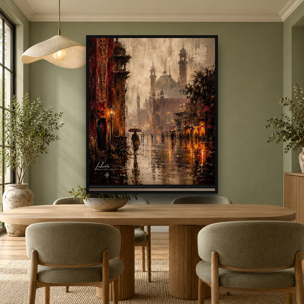 Badshahi Mosque Reflections After Rain — square premium interior mockup, complete full frame visible with safe margin