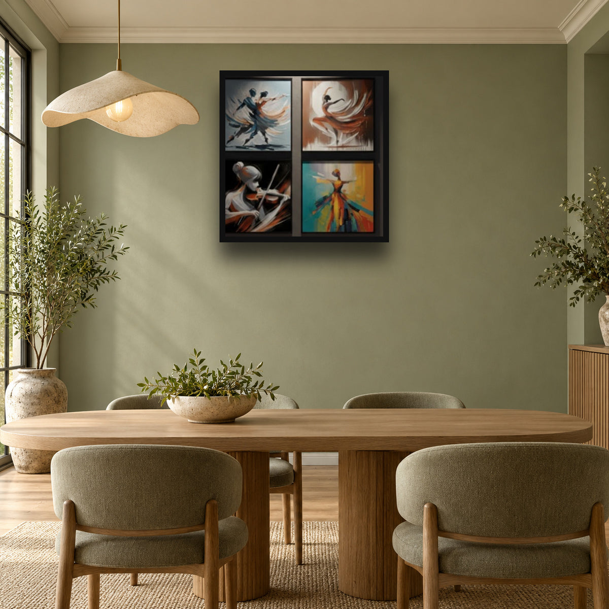 Ballet Dancer (4Panel) Wall Art — square premium interior mockup, complete full frame visible with safe margin
