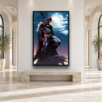 Batman in Moon Night Wall Art — square premium interior mockup, complete full frame visible with safe margin