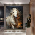 Retro White Horse Frame Wall Art