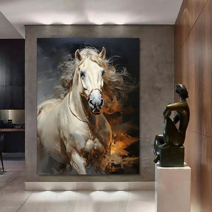 Retro White Horse Frame Wall Art