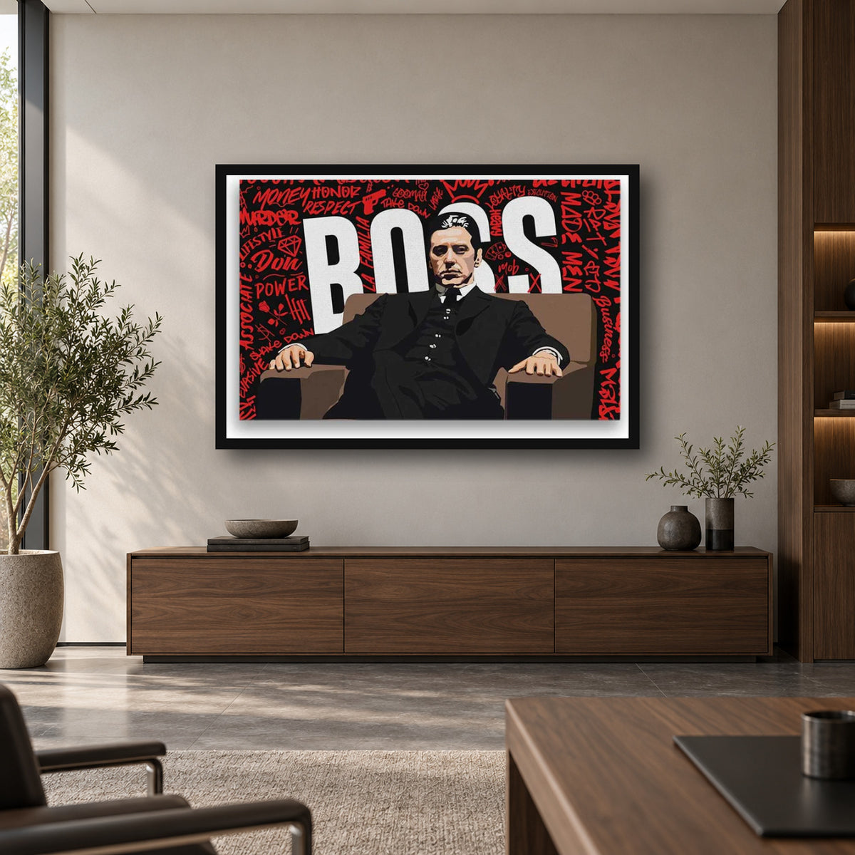 boss office wall art canvas square premium interior mockup 1