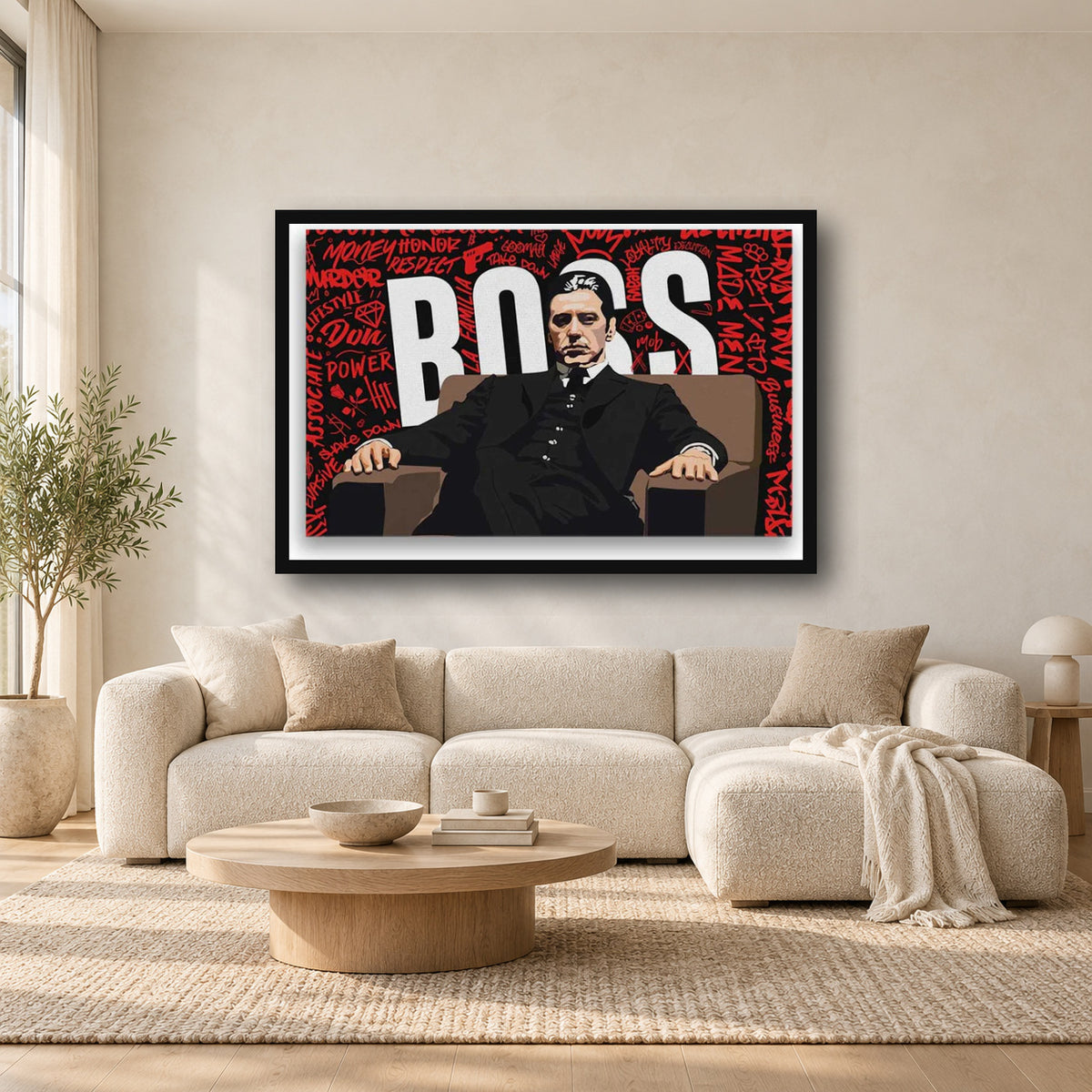 boss office wall art canvas square premium interior mockup 2