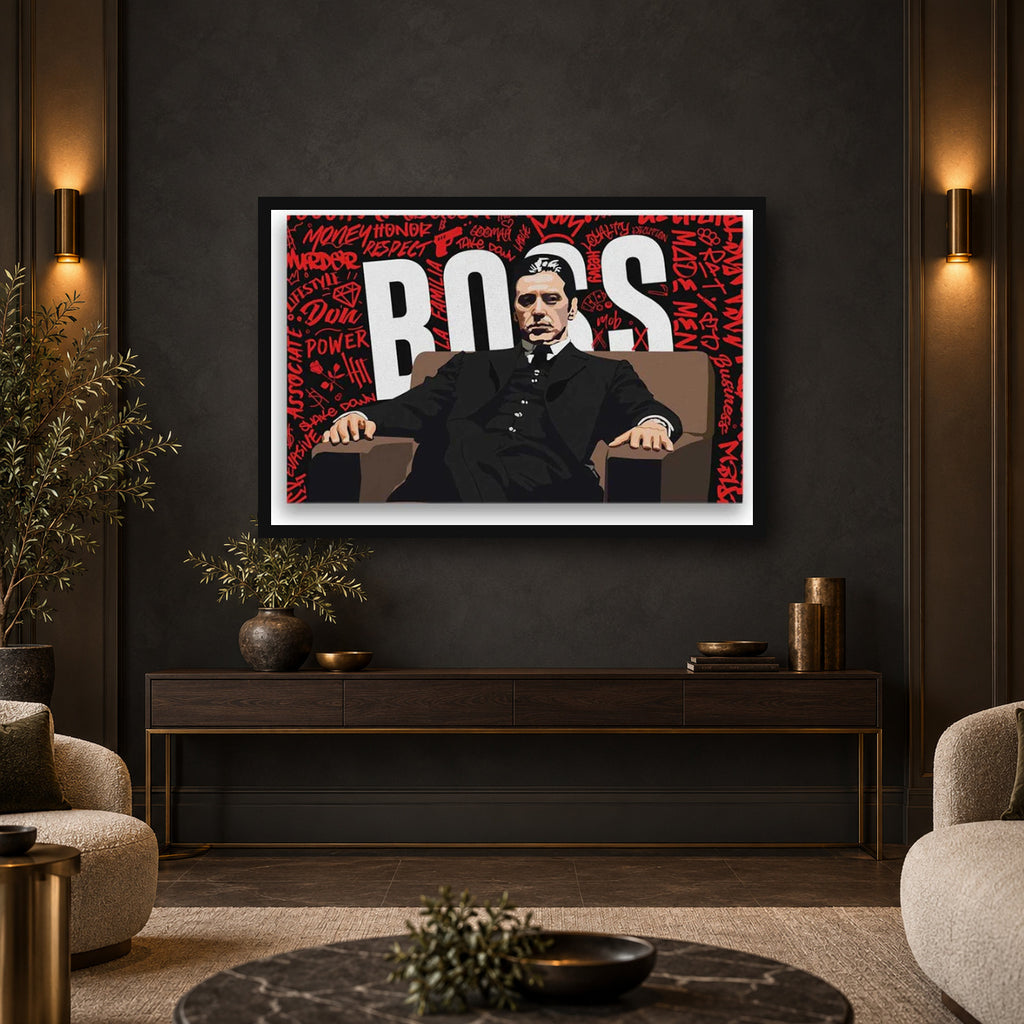 boss office wall art canvas square premium interior mockup 3