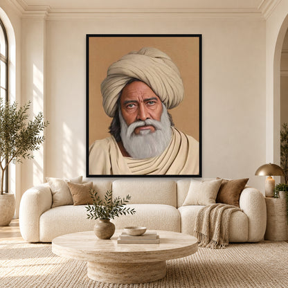 Baba Bulleh Shah - Sufi Mystic Art Portrait — square premium interior mockup, complete full frame visible with safe margin