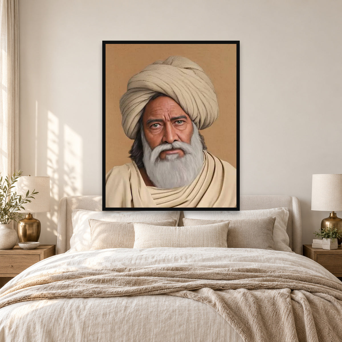 Baba Bulleh Shah - Sufi Mystic Art Portrait — square premium interior mockup, complete full frame visible with safe margin