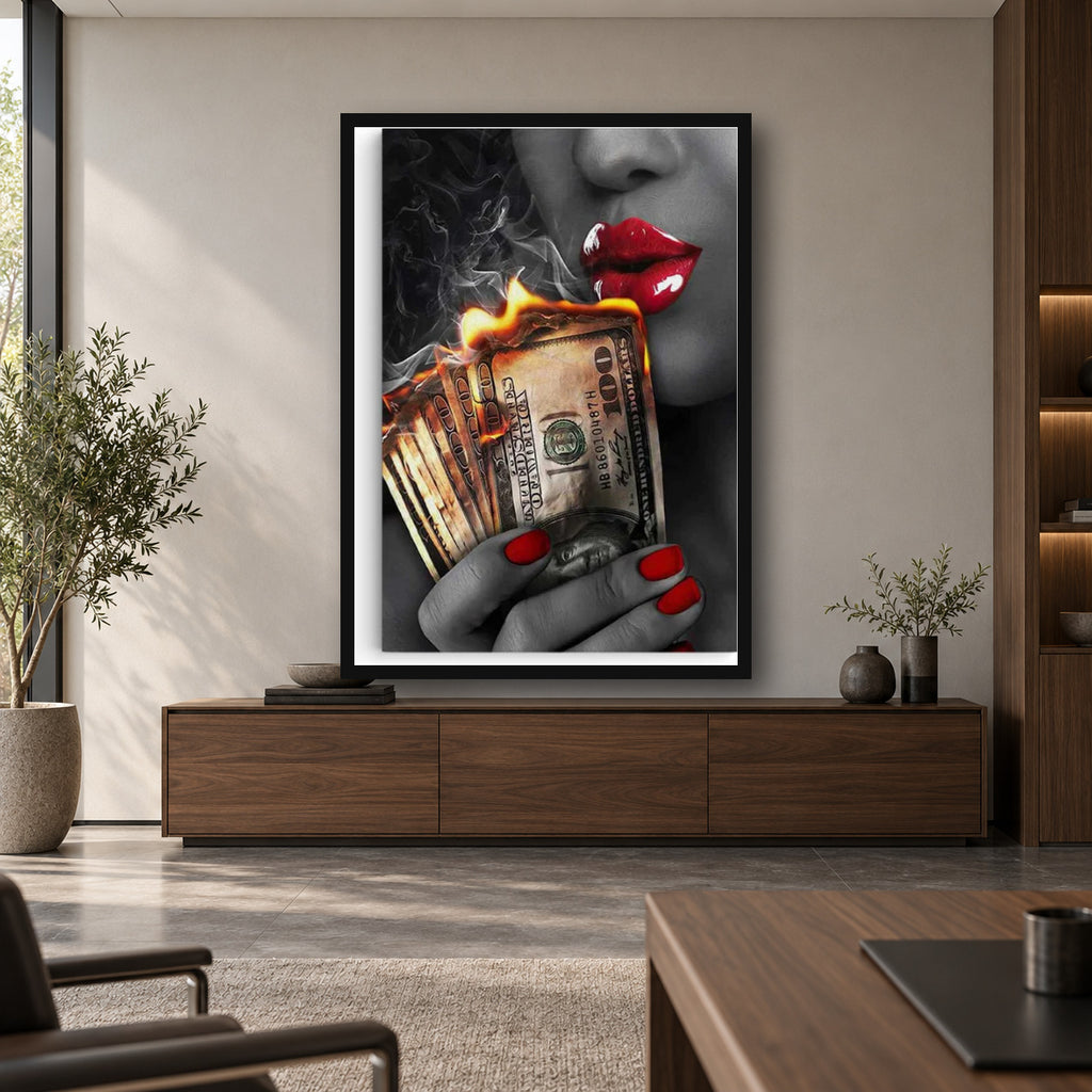burn money square premium interior mockup 1