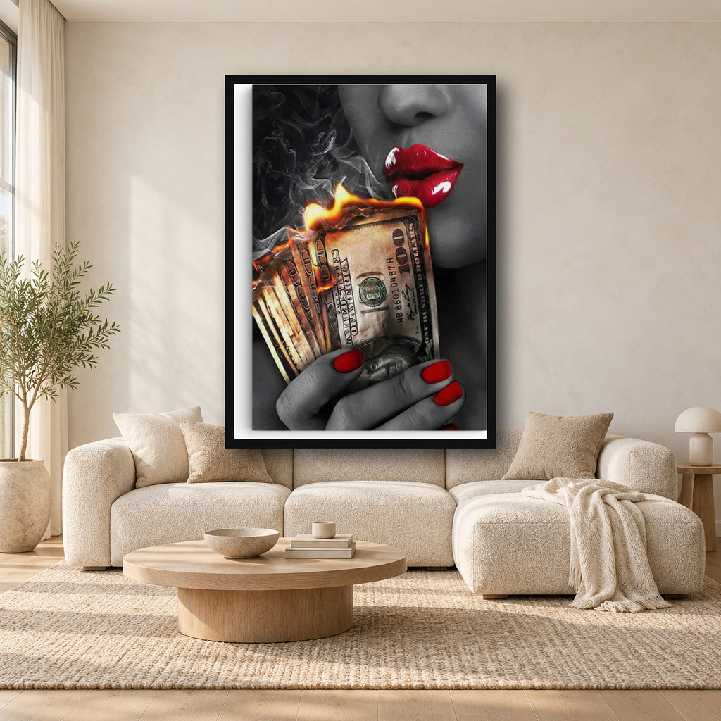 burn money square premium interior mockup 2