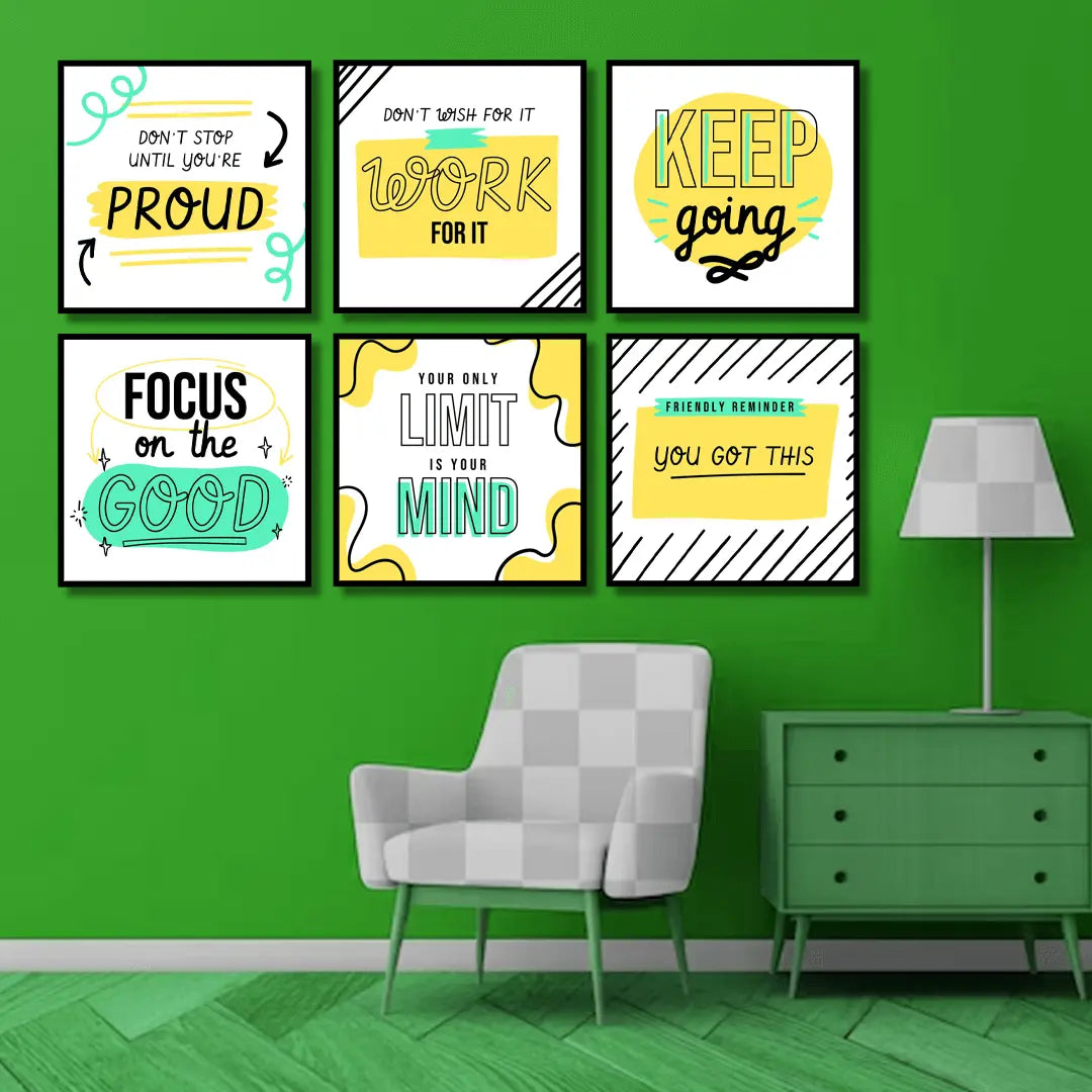 Yellow Teak Positive Inspirational (6 Panel) Wall Art