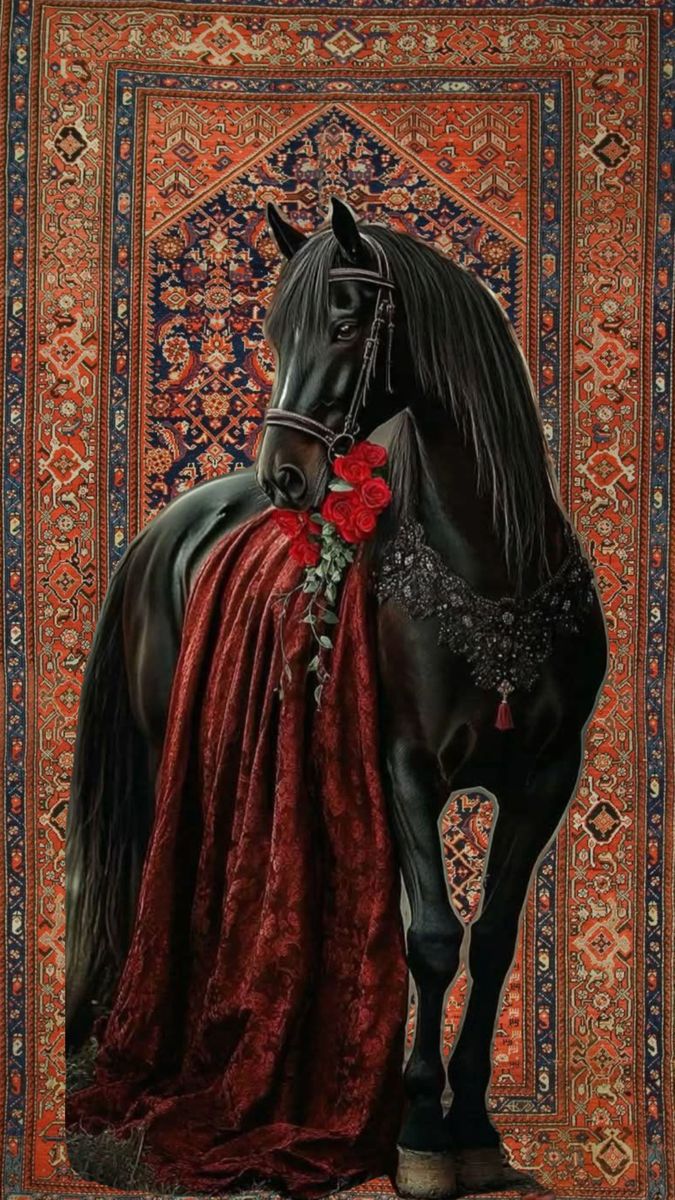 Majestic Black Horse Frame Wall Art