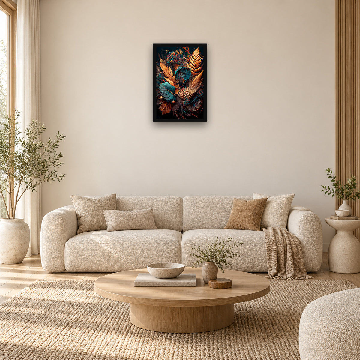 Dream Flowers | Premium Canvas | Wall Art — square full-frame-safe premium interior mockup 01