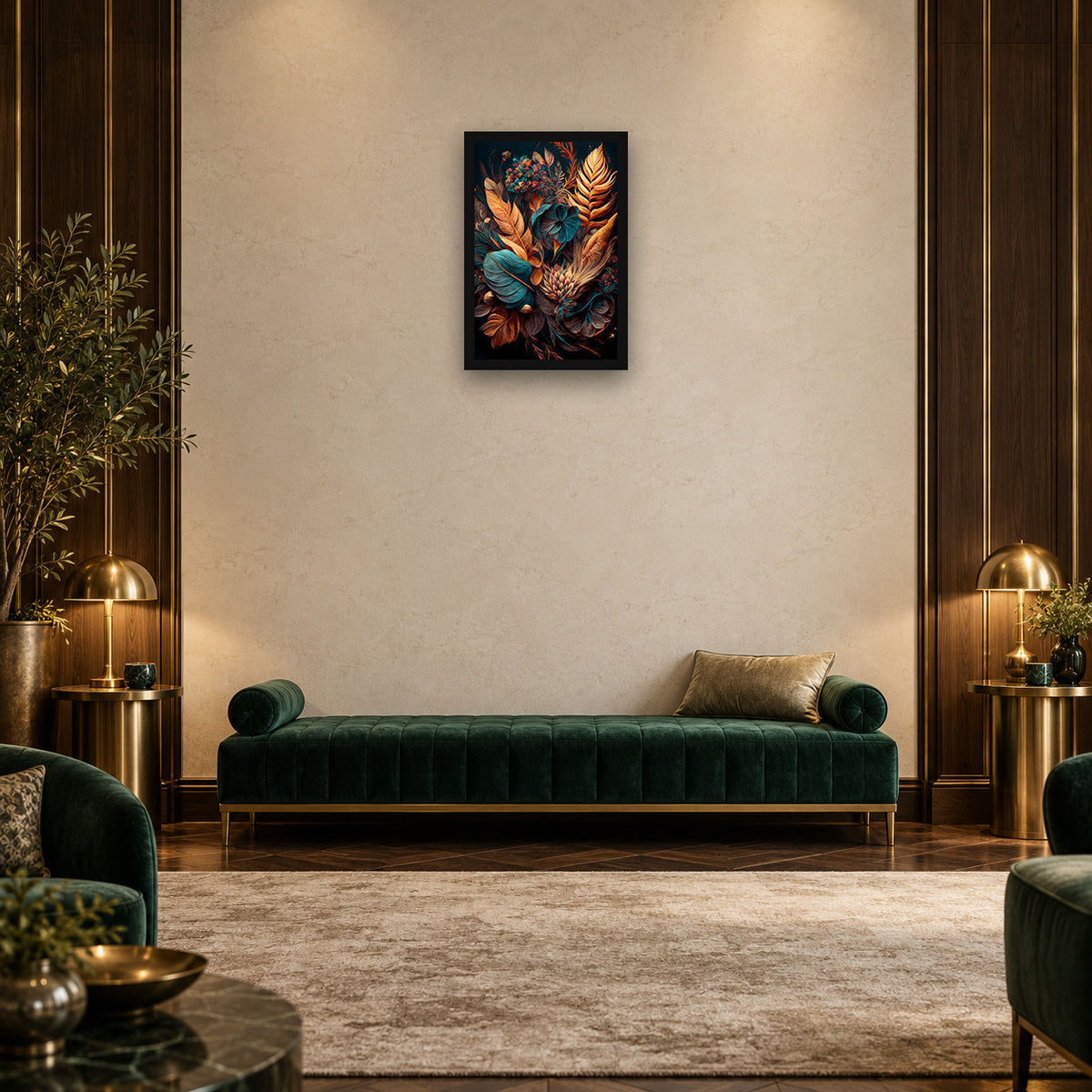 Dream Flowers | Premium Canvas | Wall Art — square full-frame-safe premium interior mockup 02