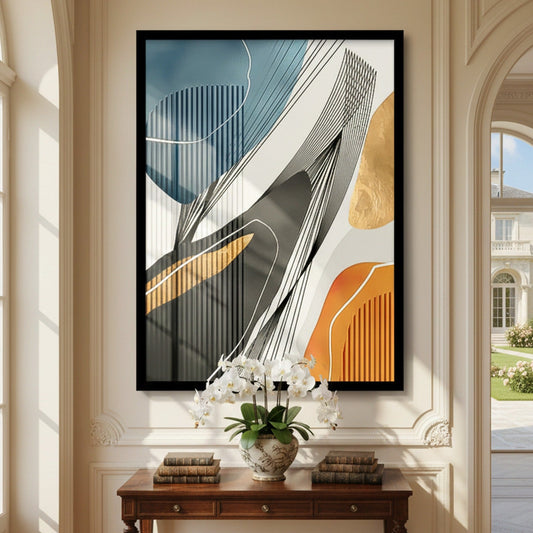Modern Geometric Texture Blue Yellow Abstract | Wall Art