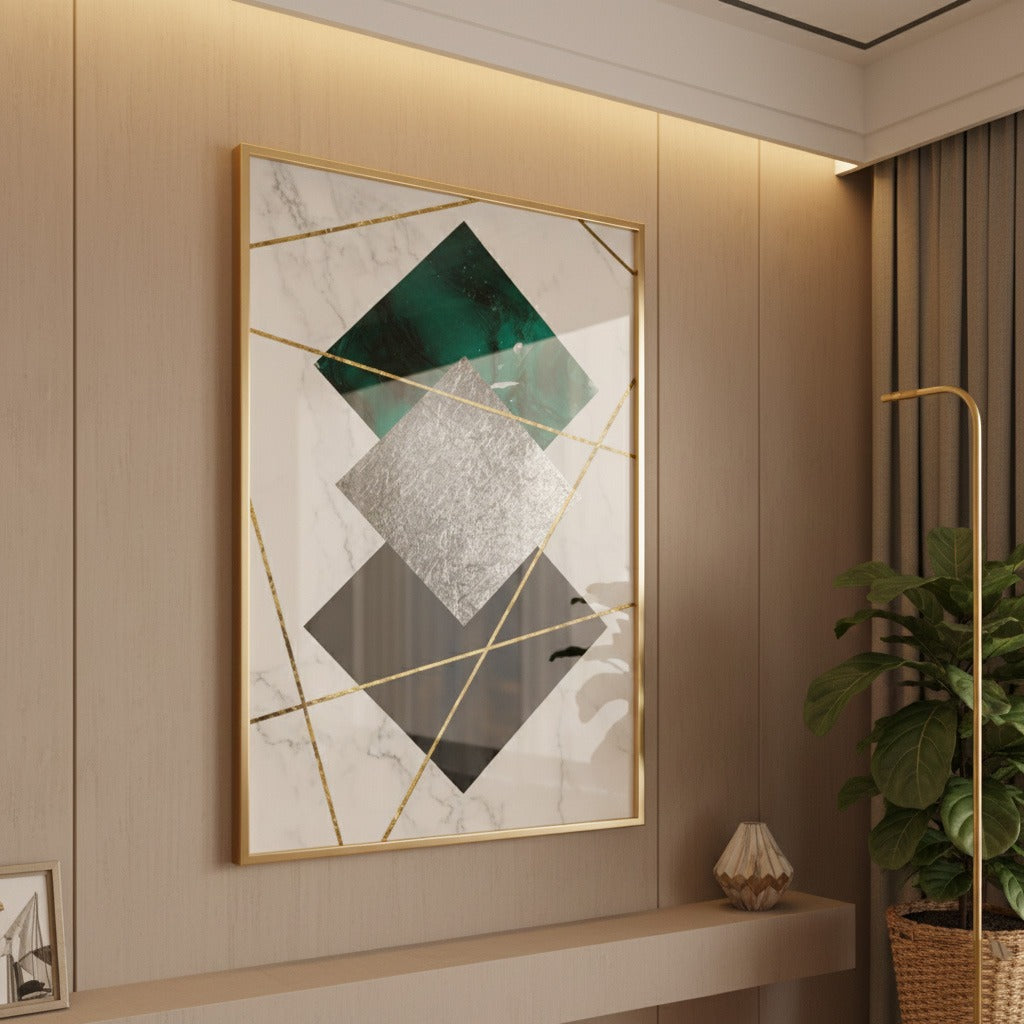 Marble Background Gold Line Print | Wall Art