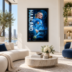 Erling Haaland No. 9 square premium interior mockup, complete full frame visible with safe margin