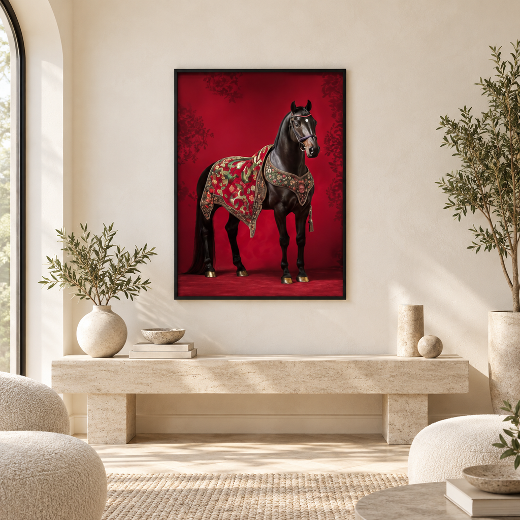 The Royal Stallion Single Wall art — square premium interior mockup 1, full frame visible