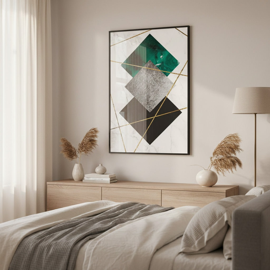 Marble Background Gold Line Print | Wall Art