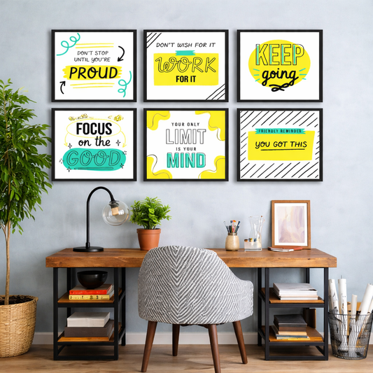 Yellow Teak Positive Inspirational (6 Panel) Wall Art