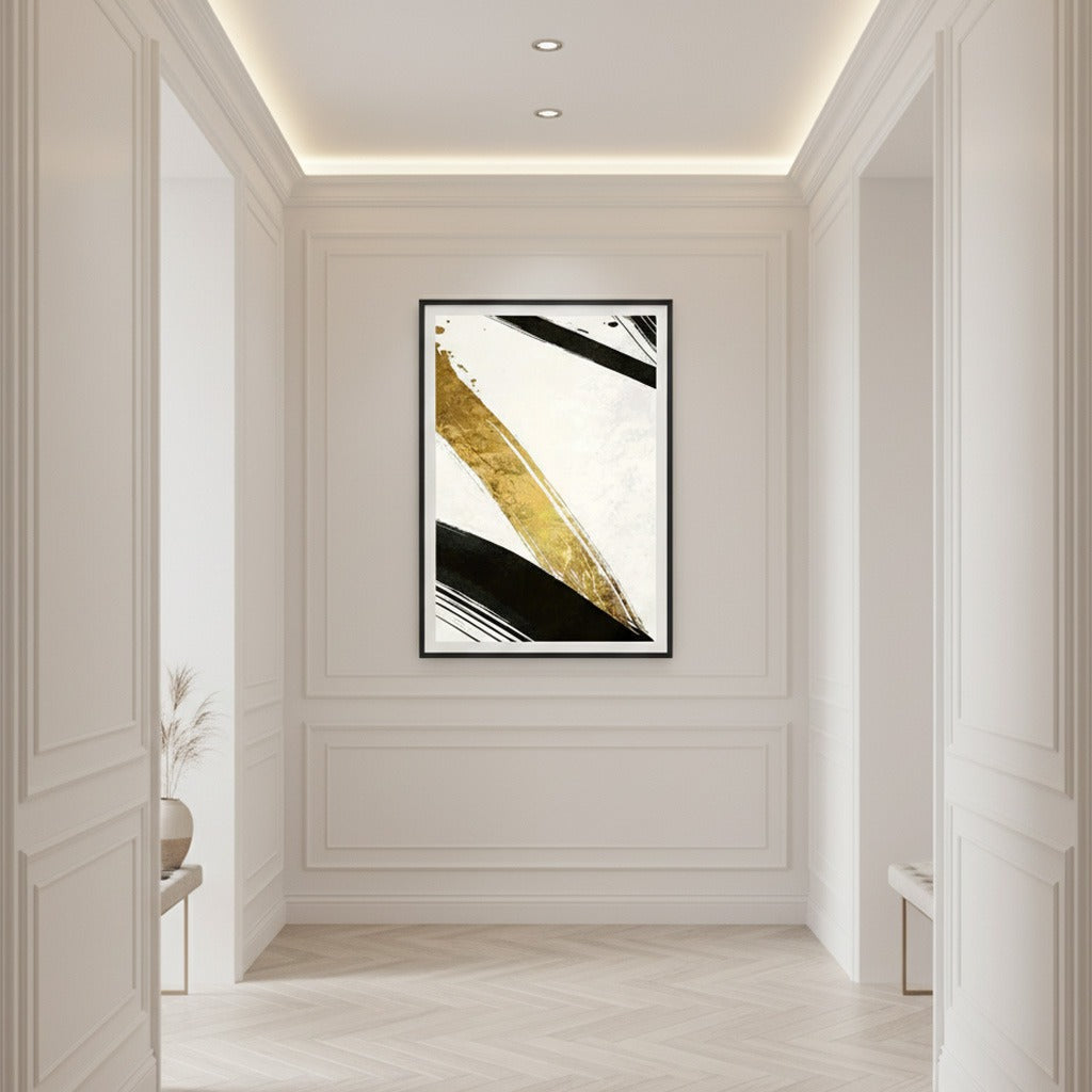 Black And Gold Harsh Slashing Abstract | Wall Art
