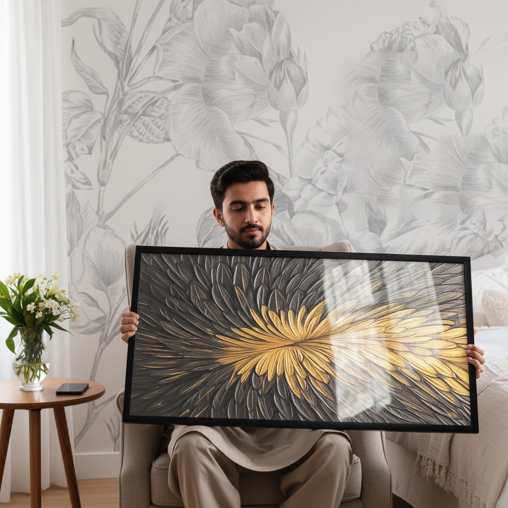 Gold Feather Canvas Wall Art Decor