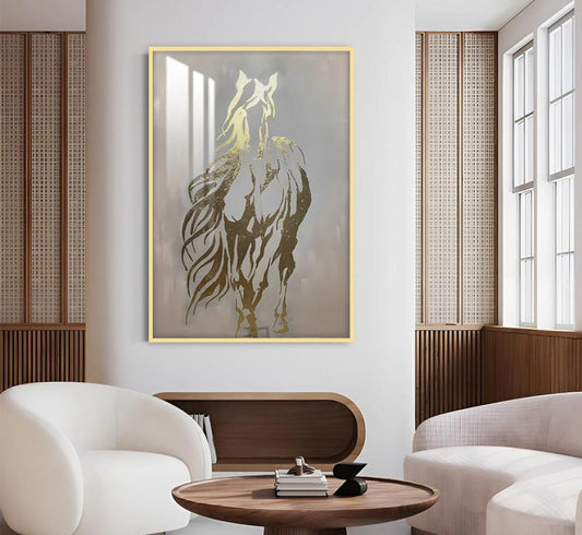 Horse-themed wall art with frame and acrylic coating