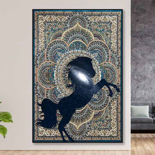 Canvas painting of an Arabian horse with a hollow frame