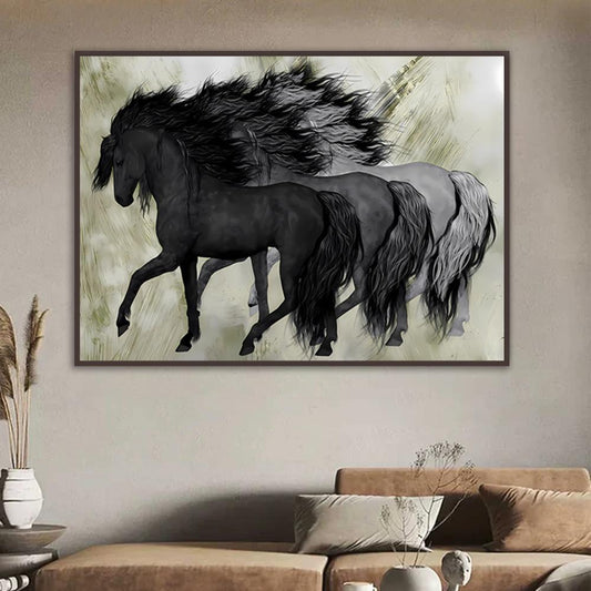 Canvas painting with an Arabian horse design