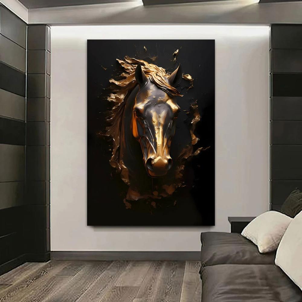 Horse-themed canvas painting with a hollow frame