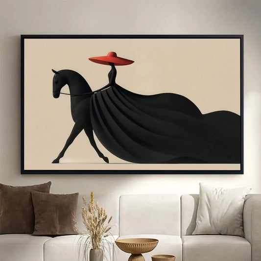 Horse-themed canvas painting with a hollow frame