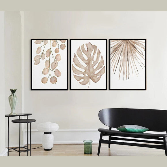 Monstera Leaf Print Set of 3, Abstract Photo frames