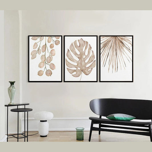 Monstera Leaf Print Set of 3, Abstract Photo frames